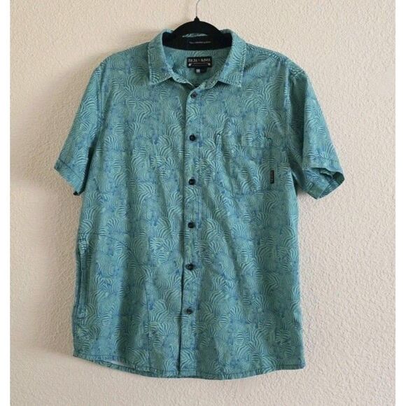 Baja Llama Shirt Men's Size M To Many Lines Turquoise Zebra 7-Seas Button Up - Picture 9 of 9
